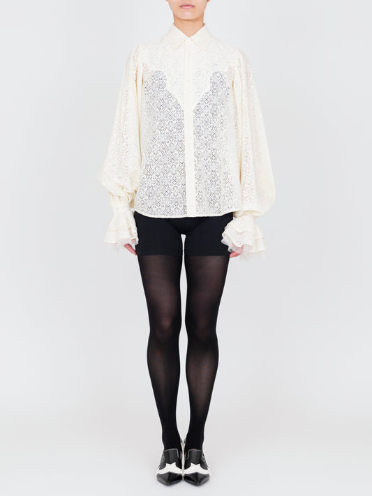 Tulle Layered Lace Shirt
