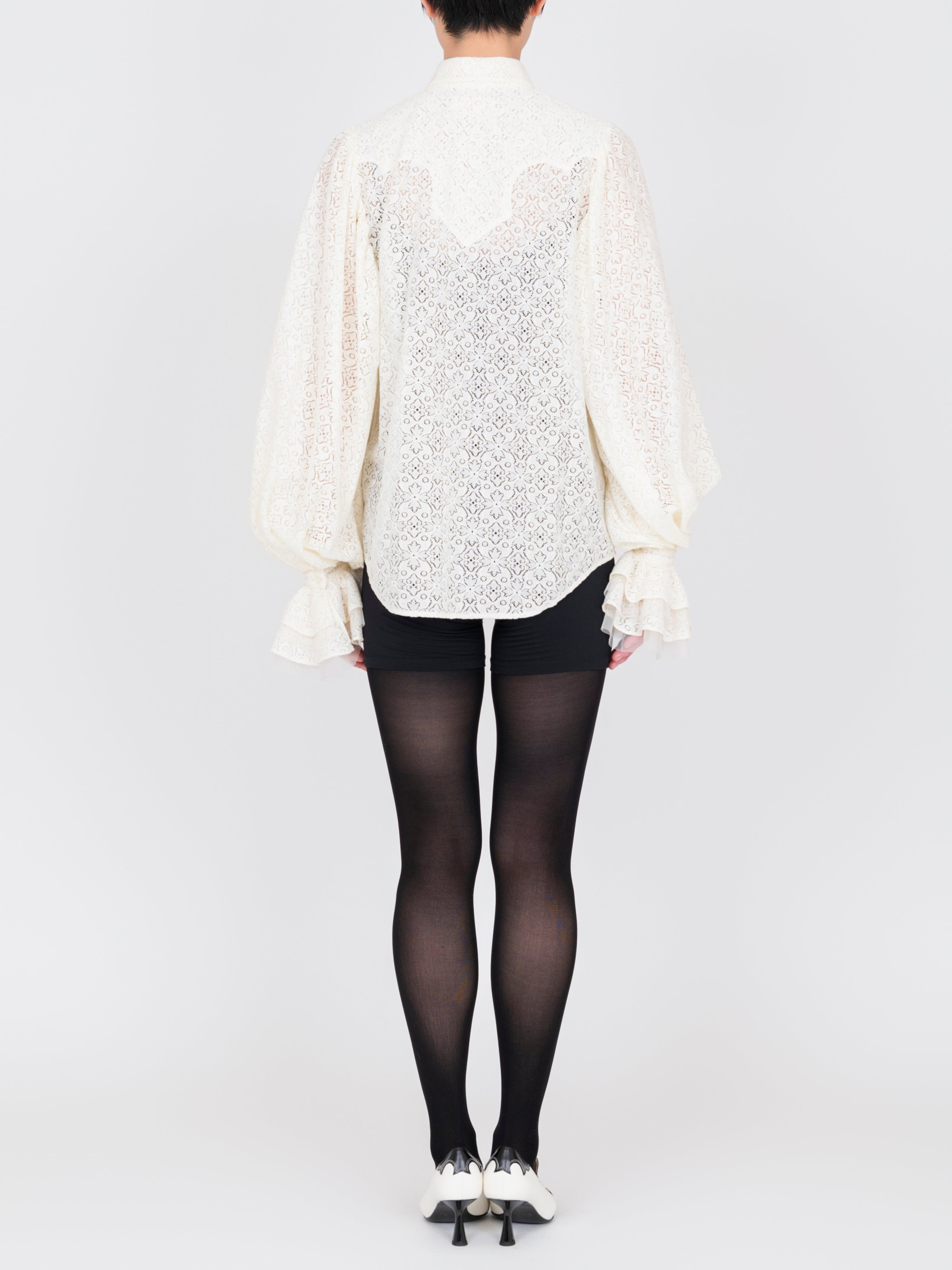 viviano ヴィヴィアーノ Tulle Layered Lace Shirt Tulle Layered Lace Shirt – VIVIANO