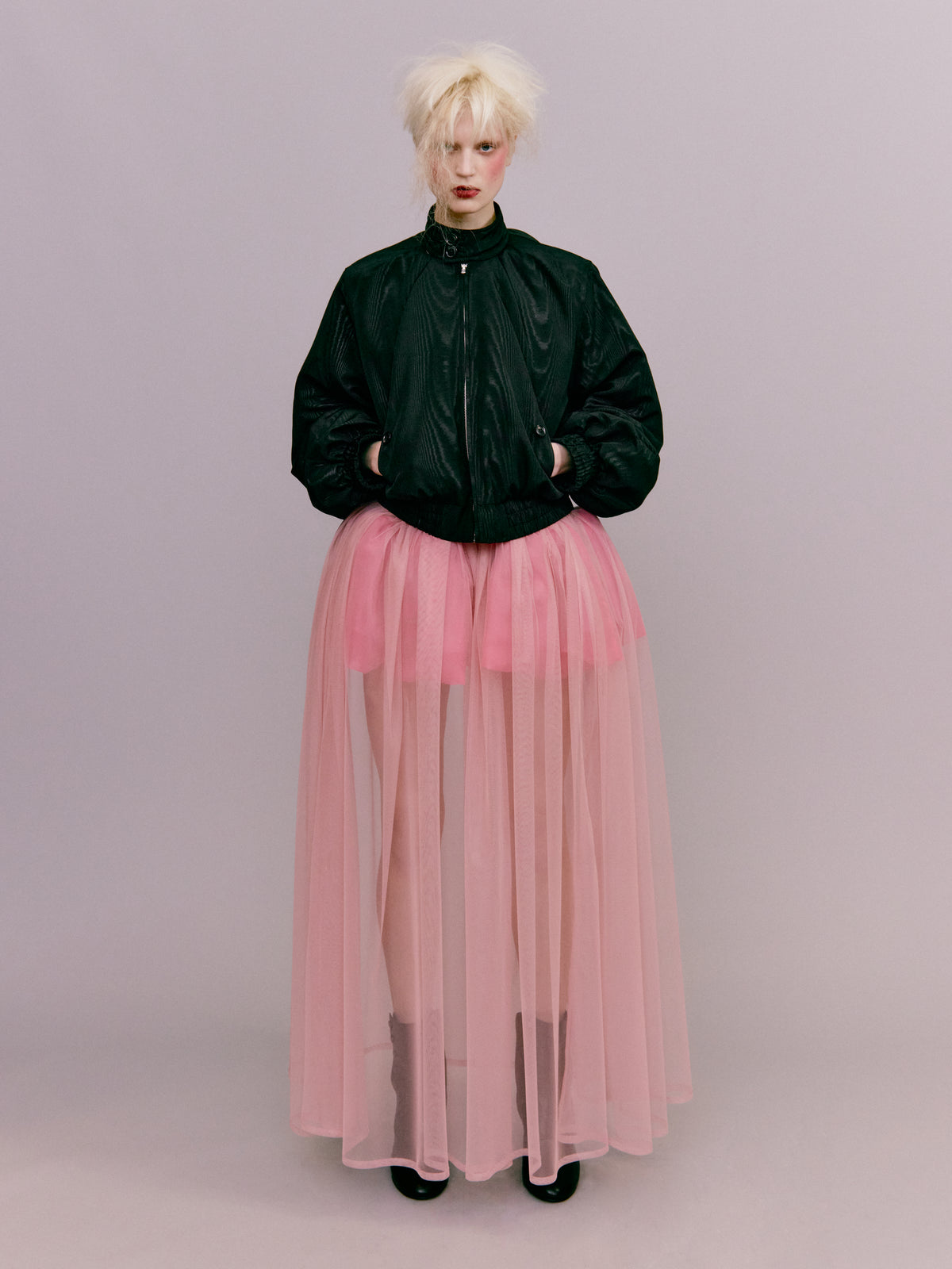 Moiré Plis Bomber Jacket