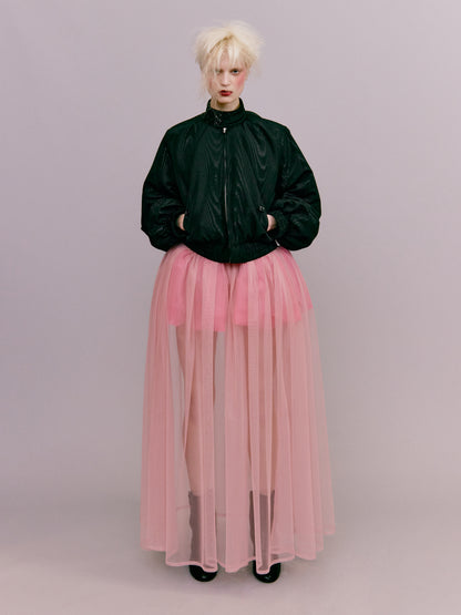 Moiré Plis Bomber Jacket