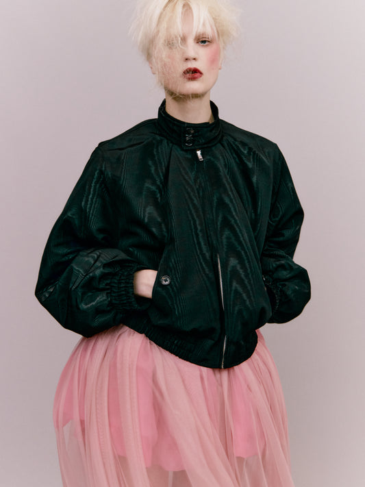 Moiré Plis Bomber Jacket