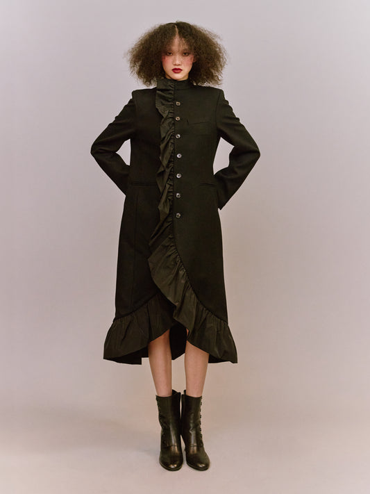 Volant Stand Collar Coat