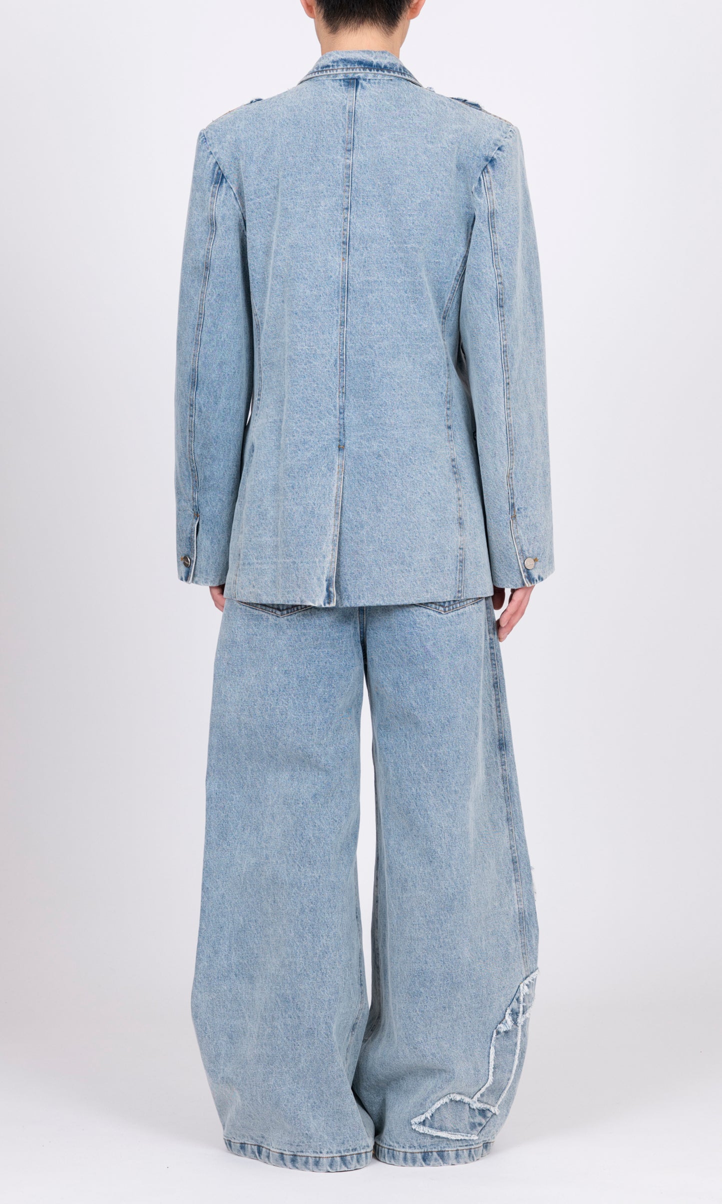 Denim Ruffle Blazer