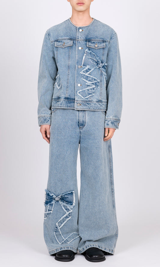 Ribbon Detail Denim Jacket