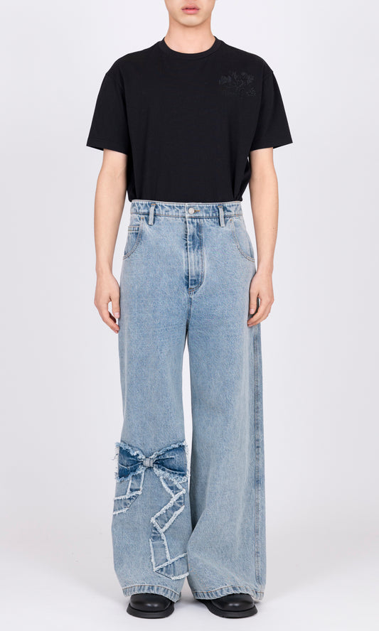 Ribbon Detail Denim Pants