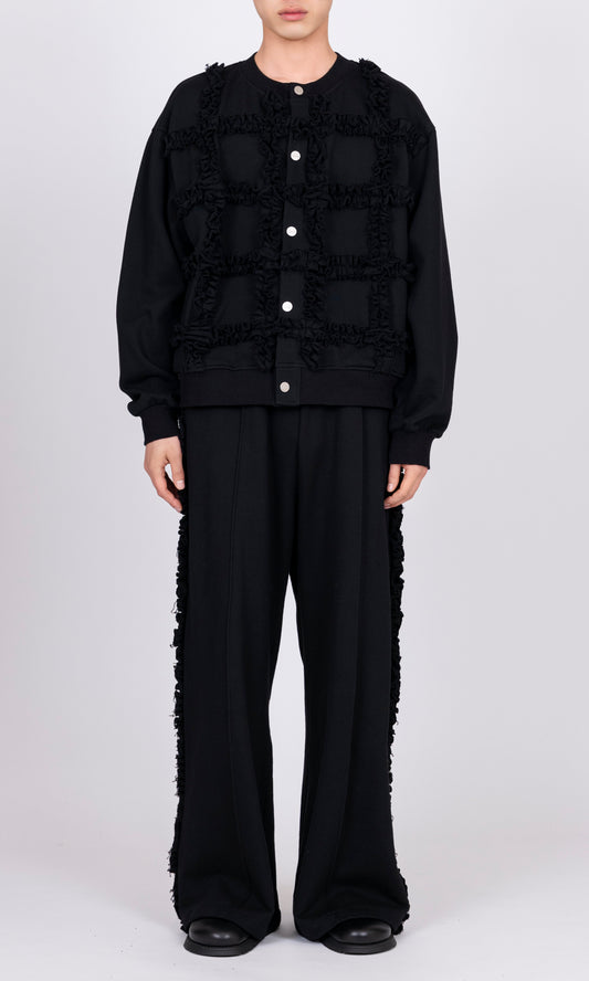 Ruffle Jersey Cardigan