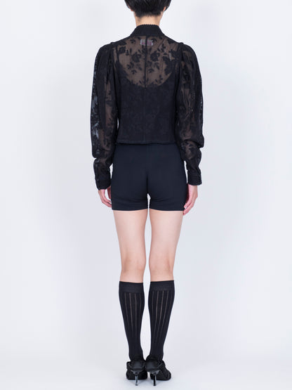 Embroidered Lace  Col Montant Top