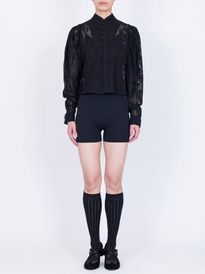 Embroidered Lace  Col Montant Top