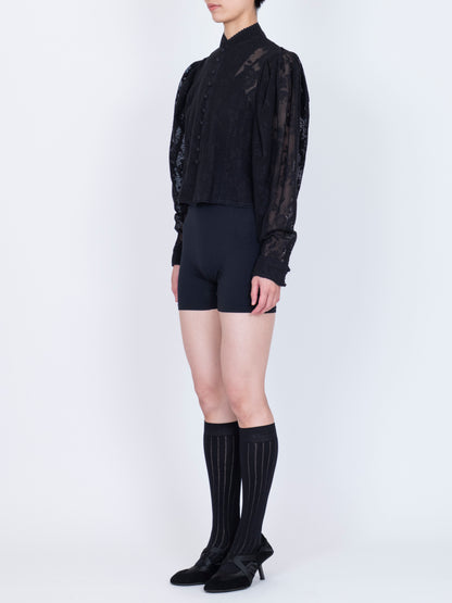 Embroidered Lace  Col Montant Top