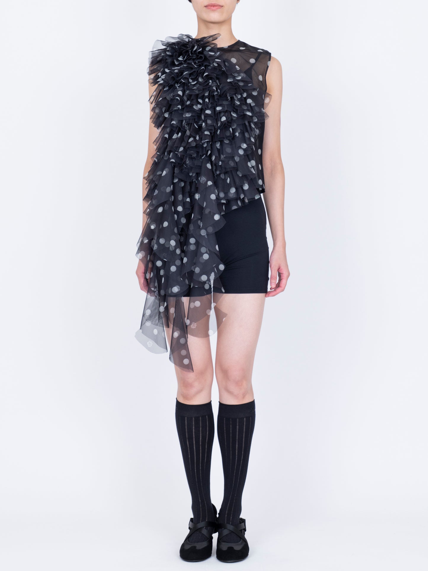 ''A Pois'' Tulle Top
