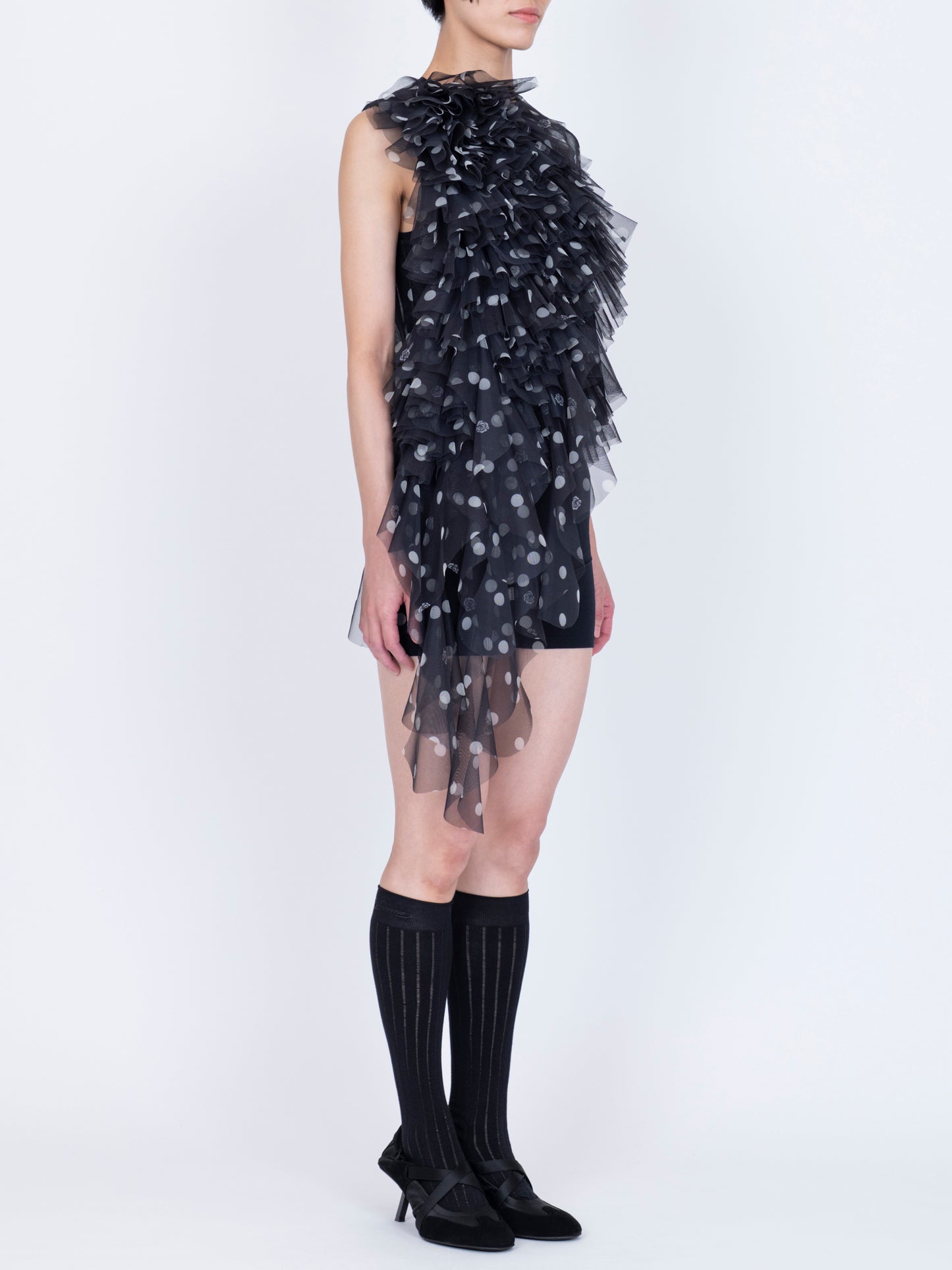 ''A Pois'' Tulle Top