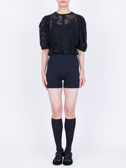 Embroidered Lace  Puff Top