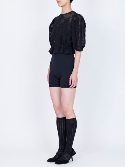 Embroidered Lace  Puff Top