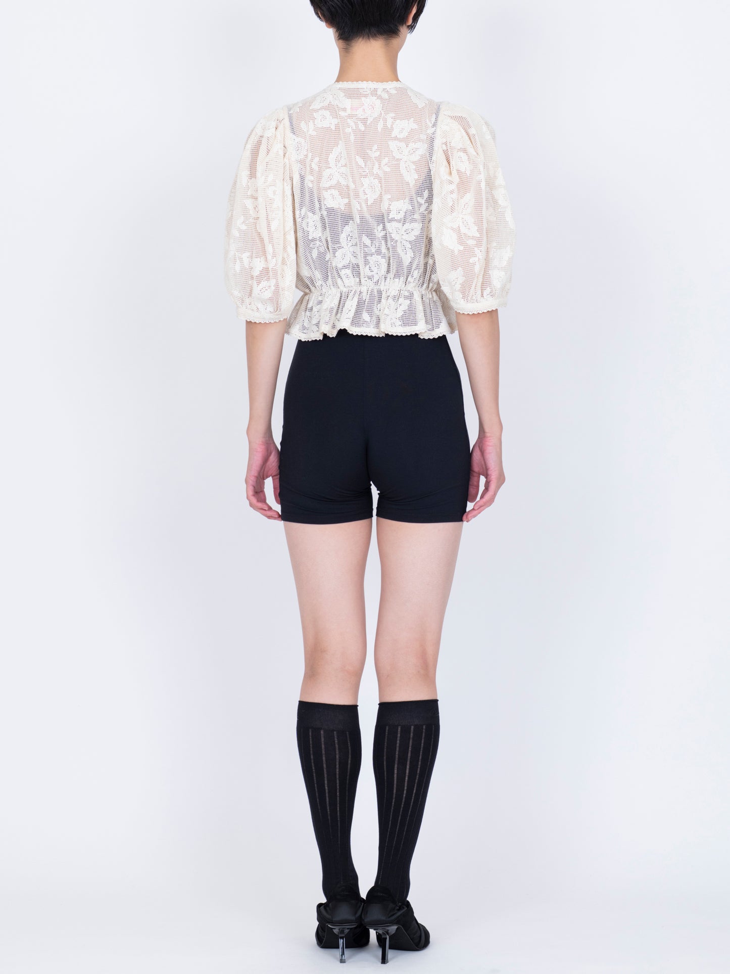 Embroidered Lace  Puff Top