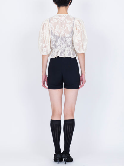 Embroidered Lace  Puff Top