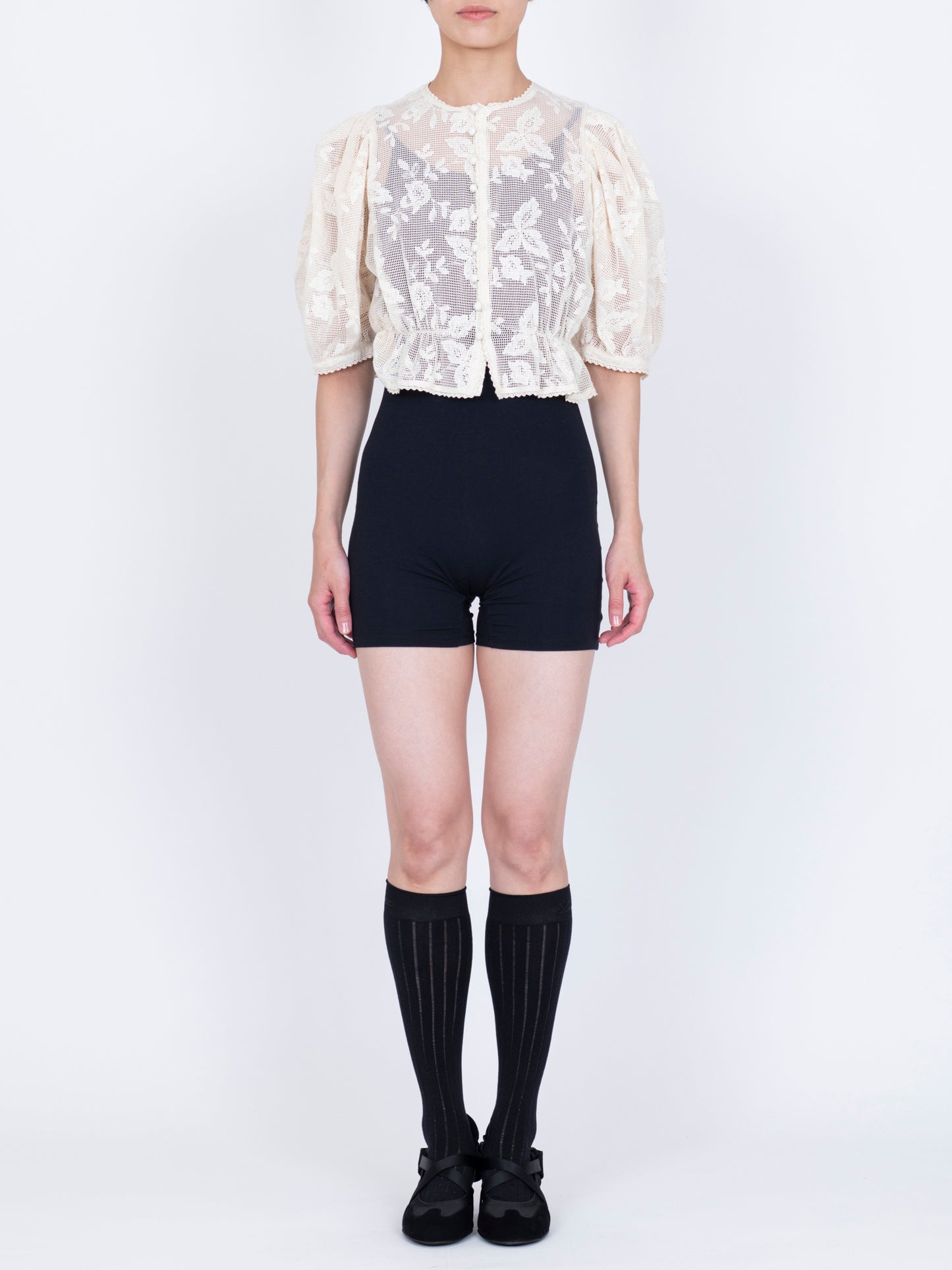 Embroidered Lace  Puff Top
