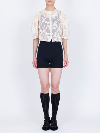 Embroidered Lace  Puff Top