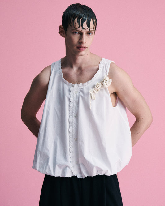 Lace Trimmed Puff Vest